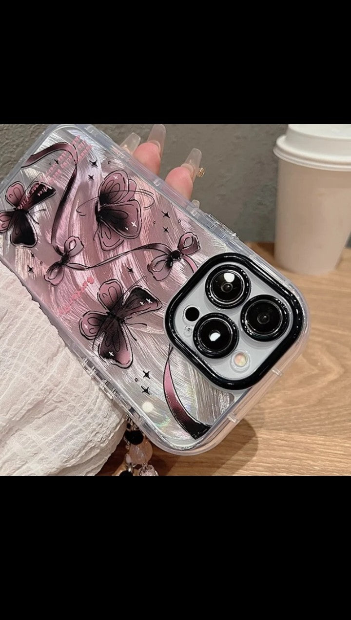 Calmet TPU Print Transparent Butterfly Mobile phone Case for iphone 17 Air 16 pro max 15 14 plus Bowknot Back Cover shell