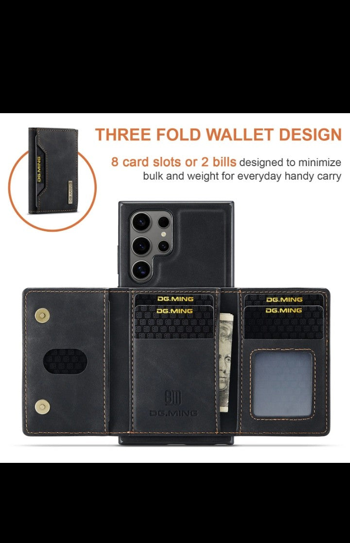 Business Luxury PU Leather Wallet Case for Samsung S25 S24 S23 Ultra Magnetic Coque with Detachable Holder Design