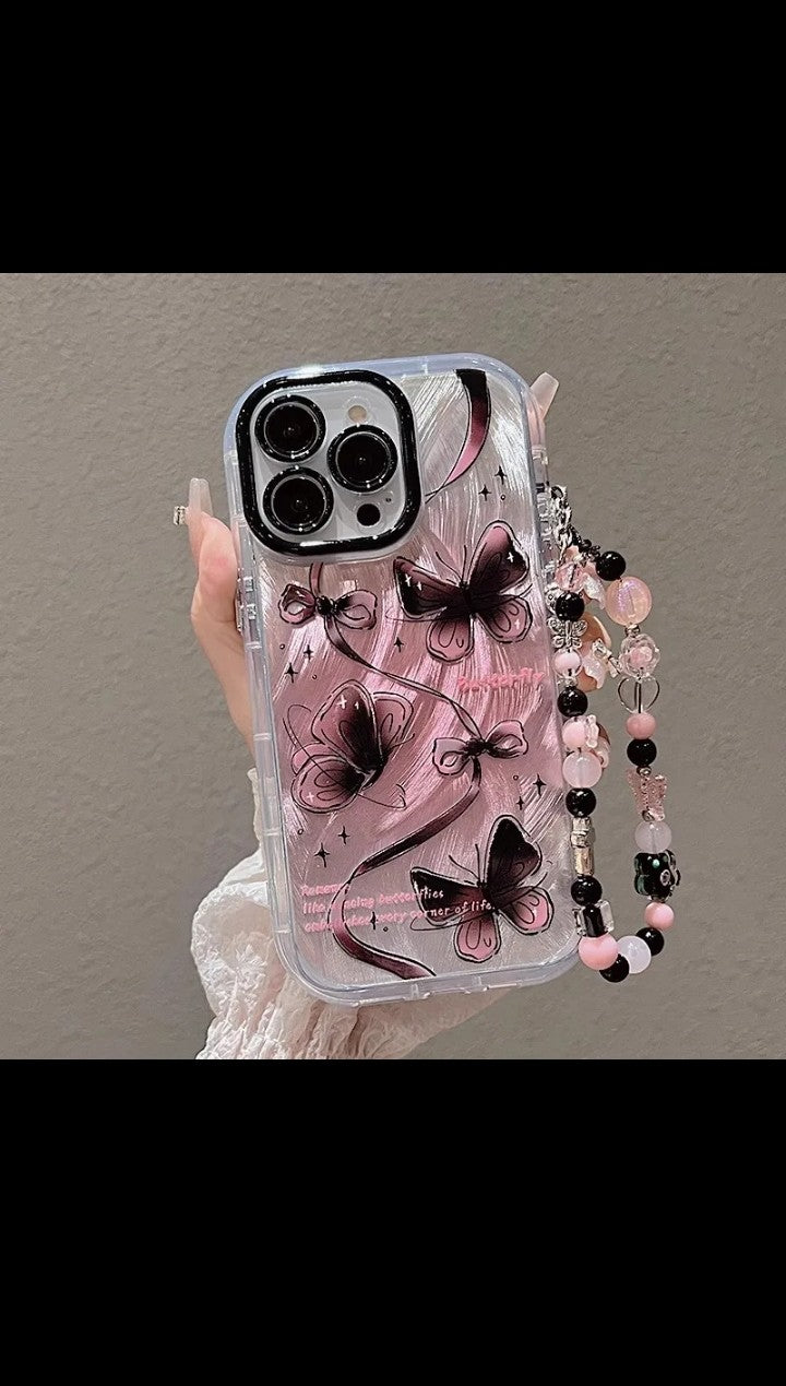 Calmet TPU Print Transparent Butterfly Mobile phone Case for iphone 17 Air 16 pro max 15 14 plus Bowknot Back Cover shell