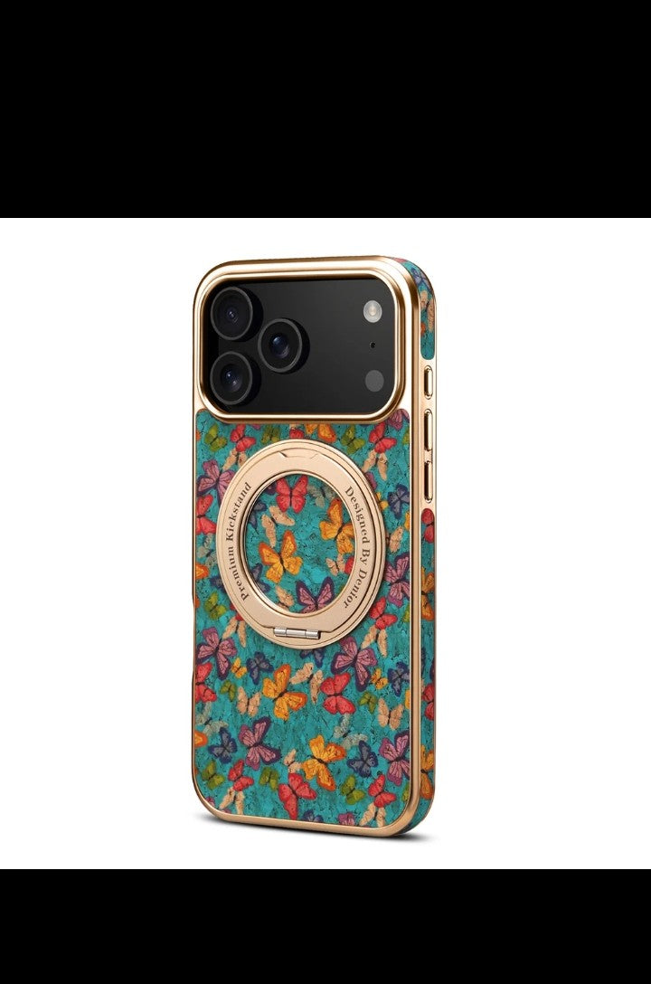 Beautiful Flower Pu Leather Mobile Phone Case for Apple iphone 17 pro max Ring Case