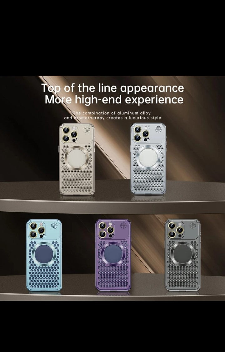 Aromatherapy Aluminum Alloy Metal phone case for iphone 16 15 14 13 12 pro max with camera lens protector cover