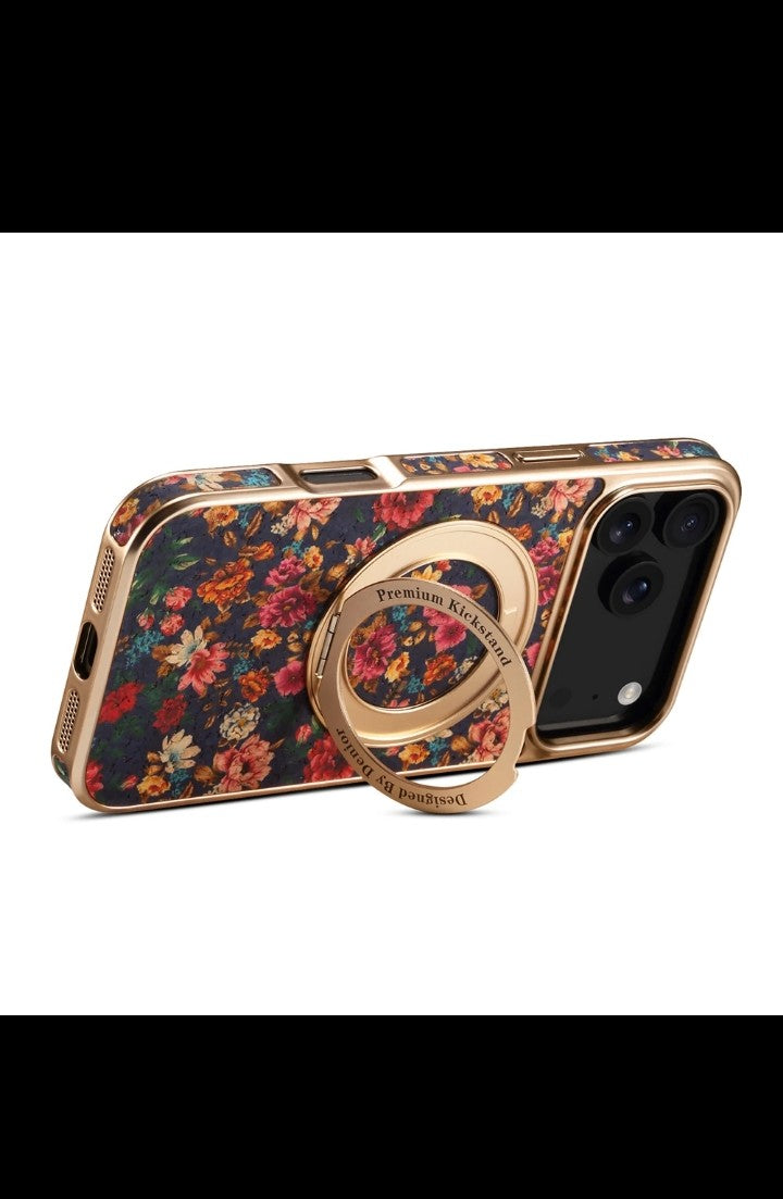 Beautiful Flower Pu Leather Mobile Phone Case for Apple iphone 17 pro max Ring Case