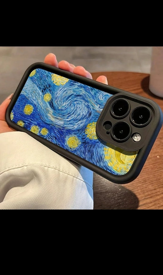 New Style Painting Blue Swirls phone case for iphone 12 13 15 16 17 Air pro max shell Candy color Frosted shockproof Coque Back Cover