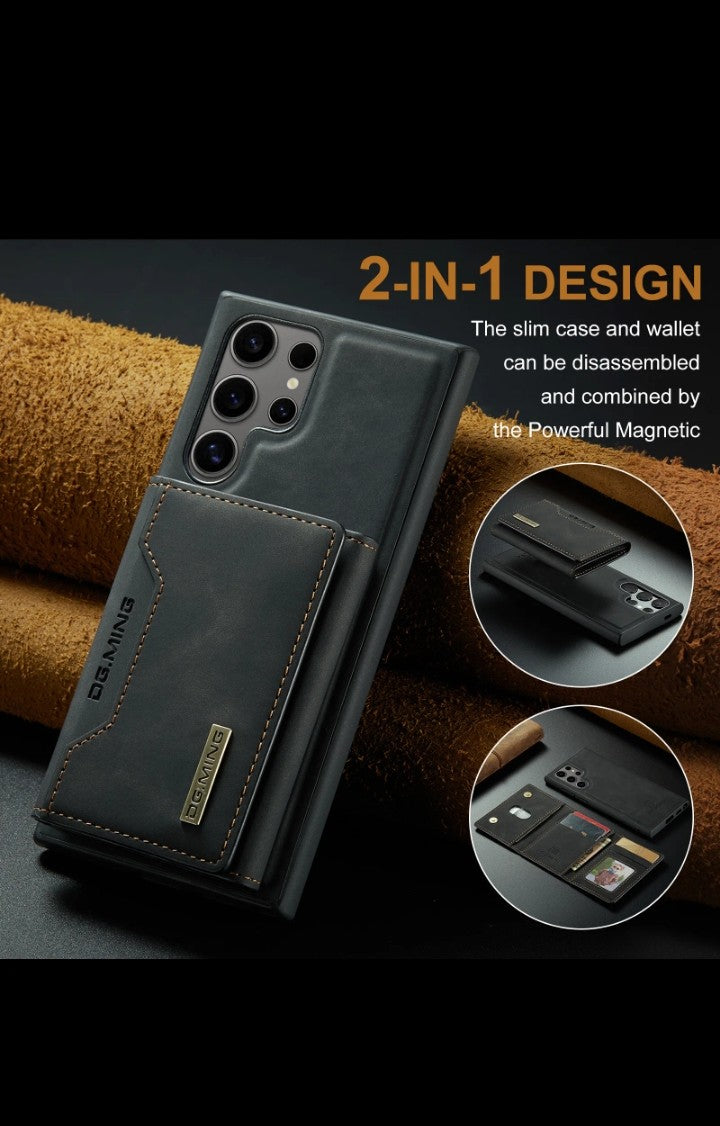 Business Luxury PU Leather Wallet Case for Samsung S25 S24 S23 Ultra Magnetic Coque with Detachable Holder Design