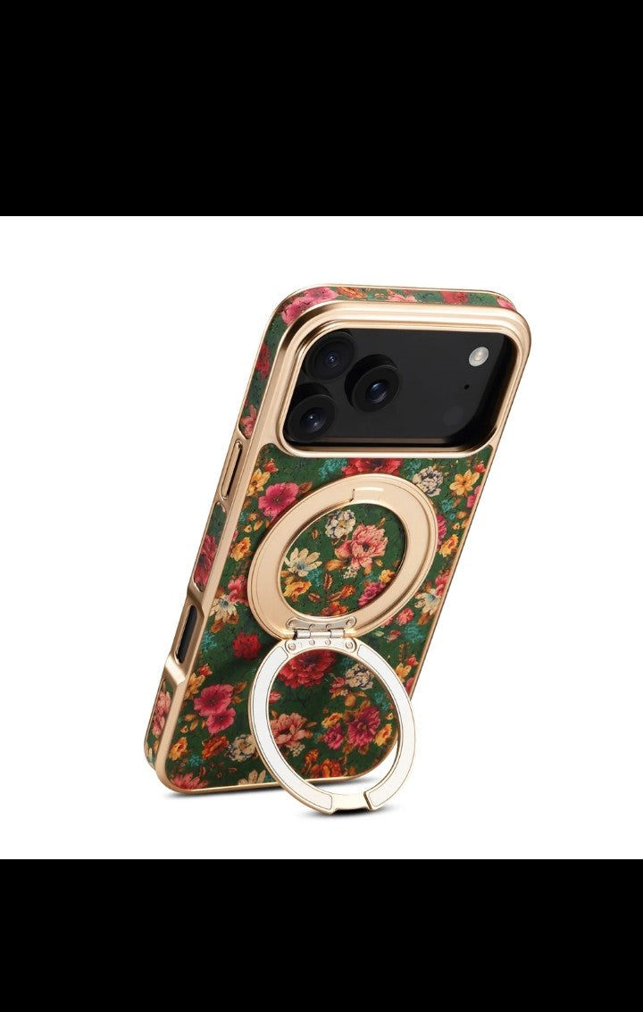 Beautiful Flower Pu Leather Mobile Phone Case for Apple iphone 17 pro max Ring Case