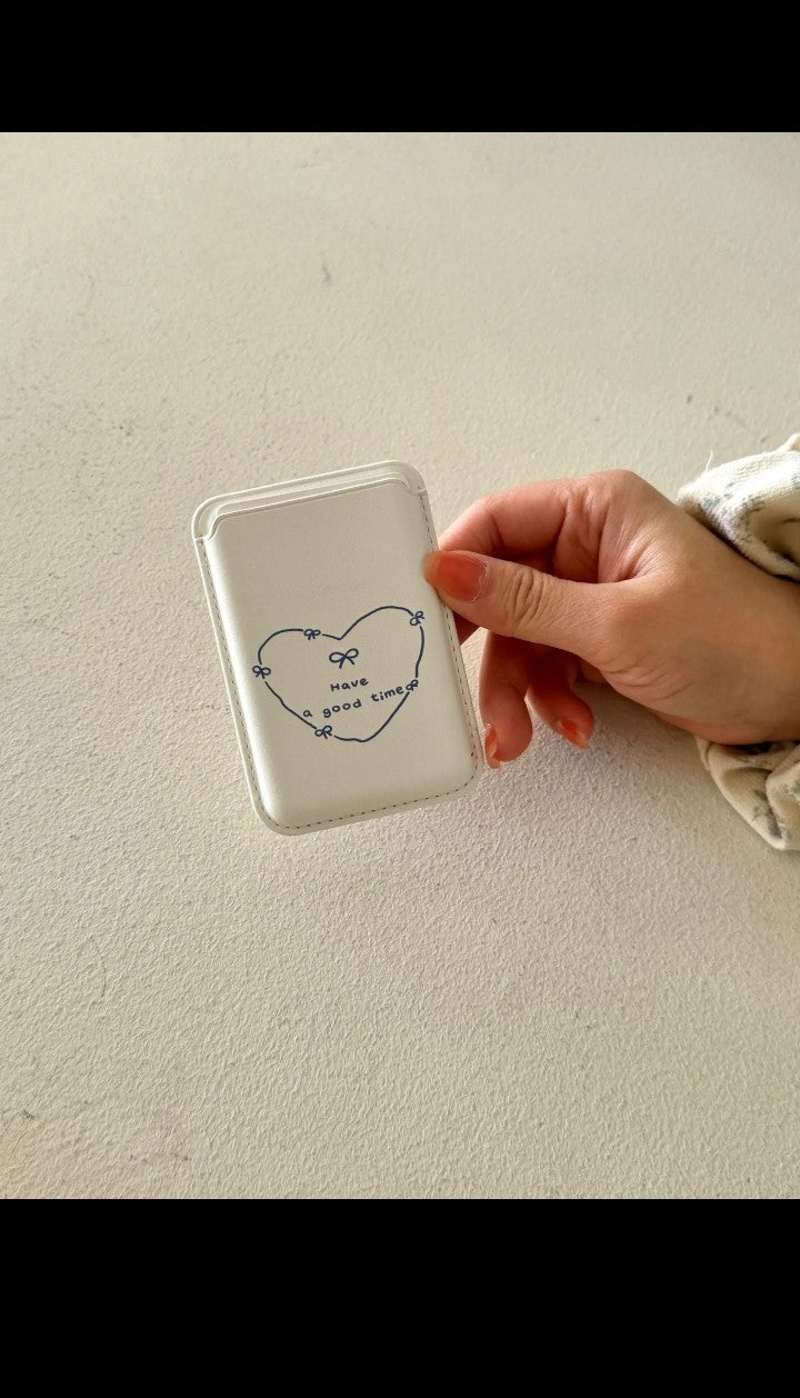 INS Flower Applicable Magnetic wireless Charging card Holder PU Leather Apple for iphone 12 13 14 15 16 17 phone card Holder