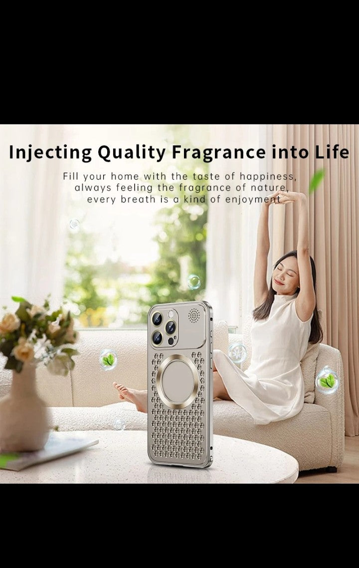 Aromatherapy Aluminum Alloy Metal phone case for iphone 16 15 14 13 12 pro max with camera lens protector cover