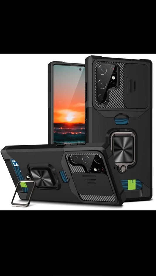 Multifunction Hard PC +TPU Shockproof Magnetic Ring stand phone case Cover for Samsung Galaxy s21 s22 s23 s24 plus Ultra A32