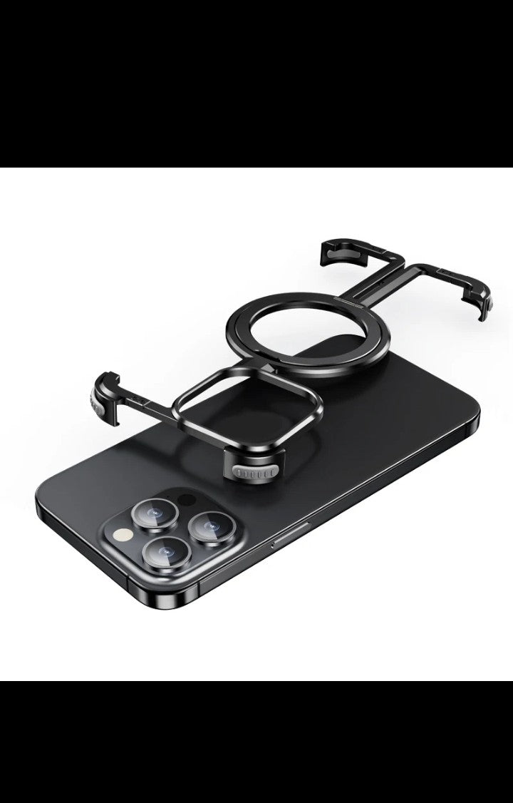 Aluminum Alloy Frameless phone Case for iphone 17 16 15 14 pro max with Ring Holder Shockproof phone Magnetic Wireless Charging