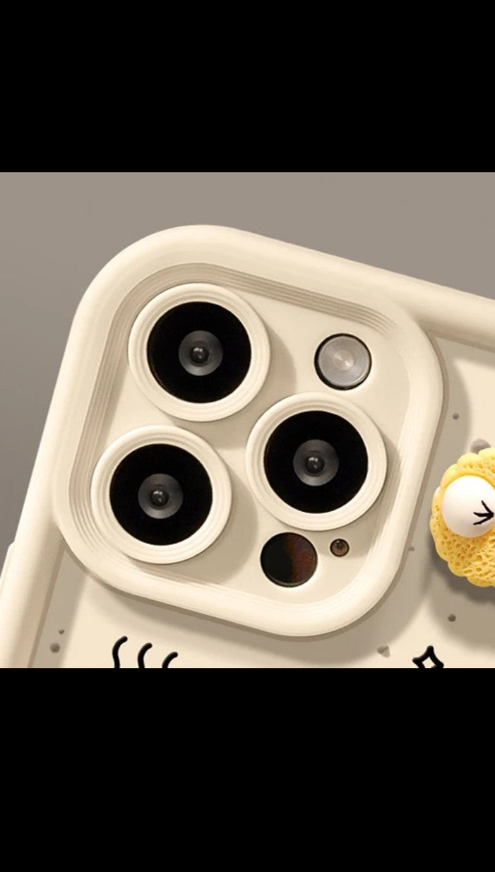 Cuto Briquettes Coffee Cartoon Lens camera for iphone 15 14 13 12 11 pro max