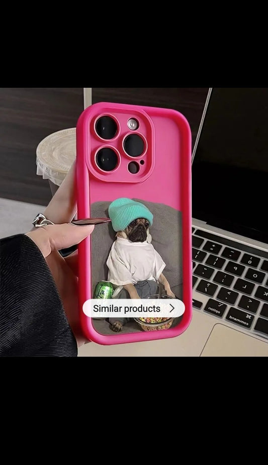 New Design Cartoon Cute Fun Puppy phone case for iphone 15 16 pro max 11 12 13 14 XS XR Candy color Frosted funda Back Cover