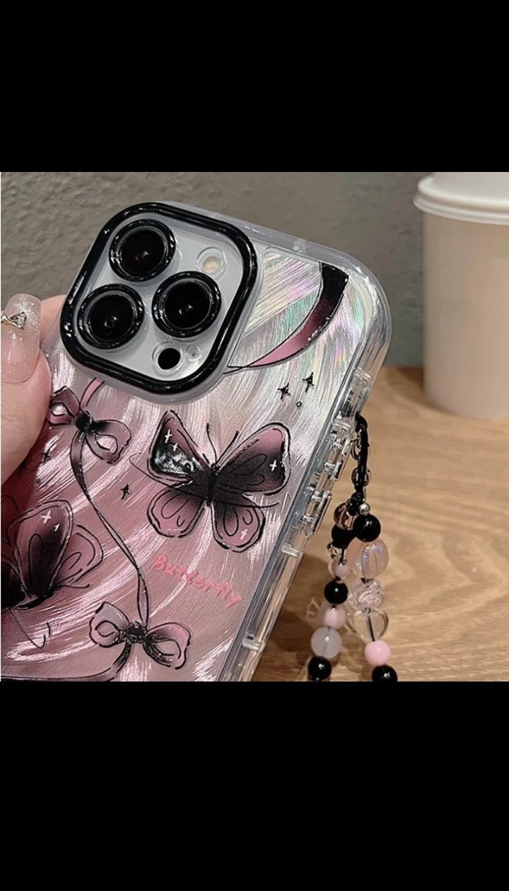 Calmet TPU Print Transparent Butterfly Mobile phone Case for iphone 17 Air 16 pro max 15 14 plus Bowknot Back Cover shell