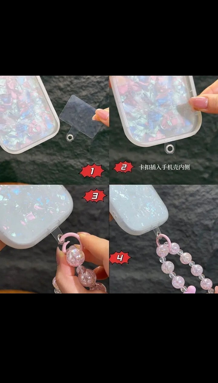 Cute pink leopard print Hair ball beaded clear clips school bag pendant Bracelet suitable for Universal iphone case Langard